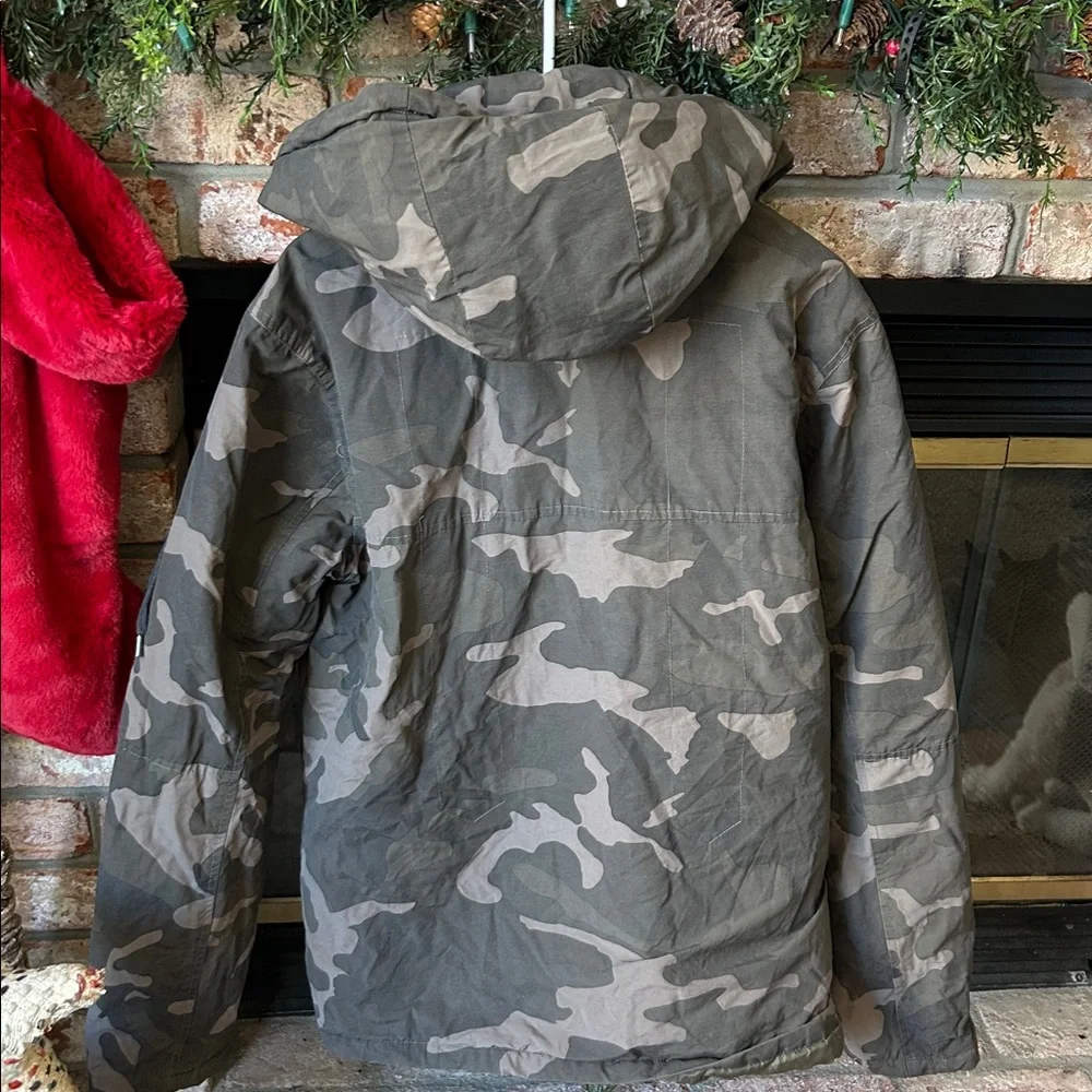 3rd & Army Camo‎ Hoodie Parka Quilted Lined Zip Up Winter Jacket Men’s Size L